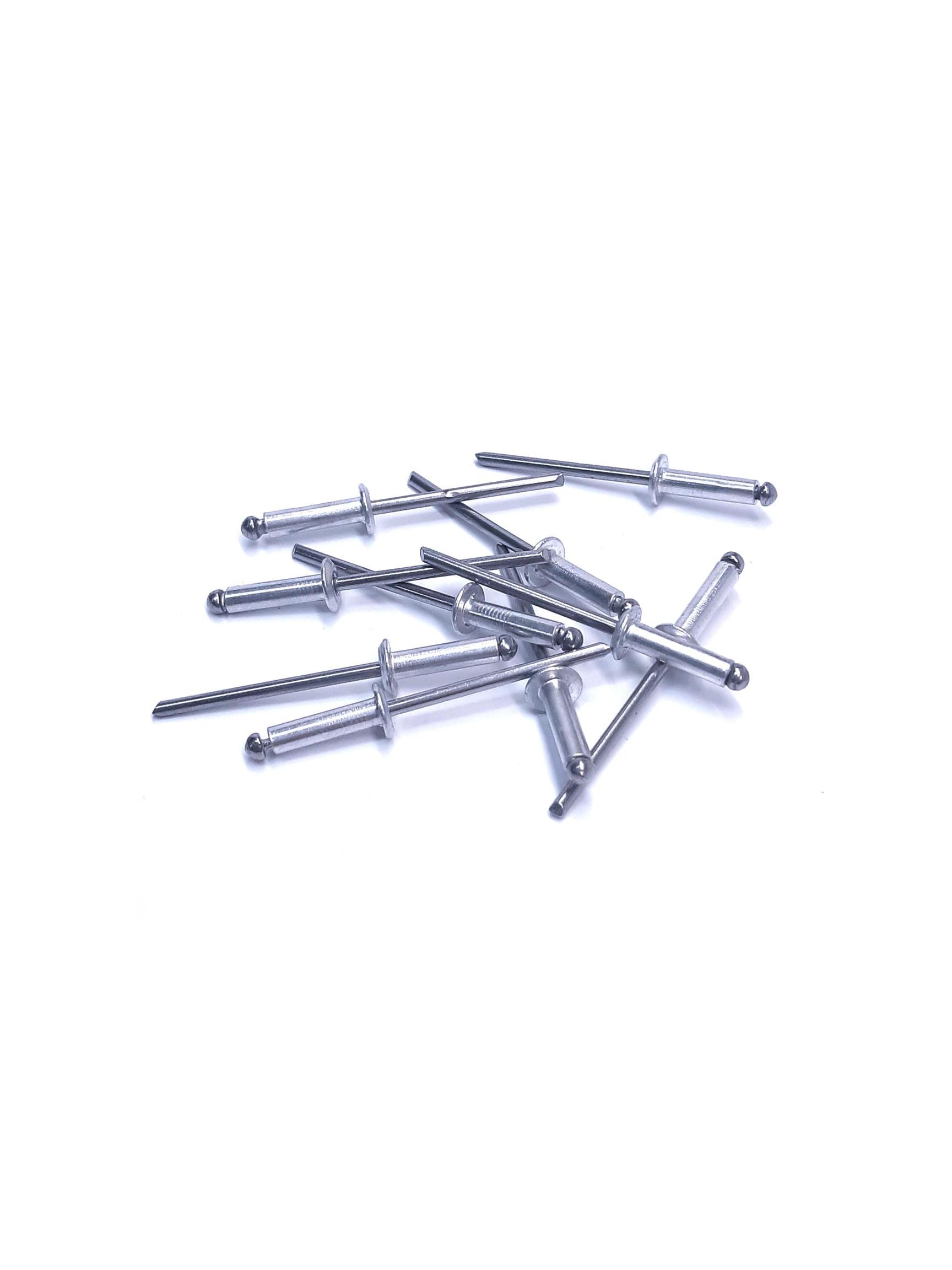 REBITE ALUMINIO N312 1/8 POL 12LX40CX9MM ALCANCE C/10 UNID. POLIDO BRILHANTE